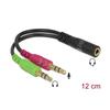 Delock sztereó jack anya, 3.5 mm > 2 x sztereó jack apa, 3.5 mm Adapter (65459)