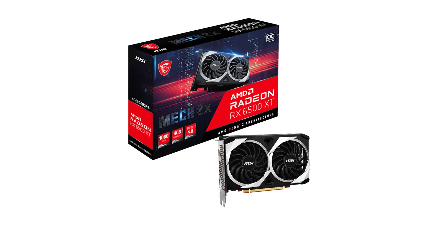 MSI Radeon RX 6500 XT MECH 2X 4G OC (912-V508-009) Videokártya