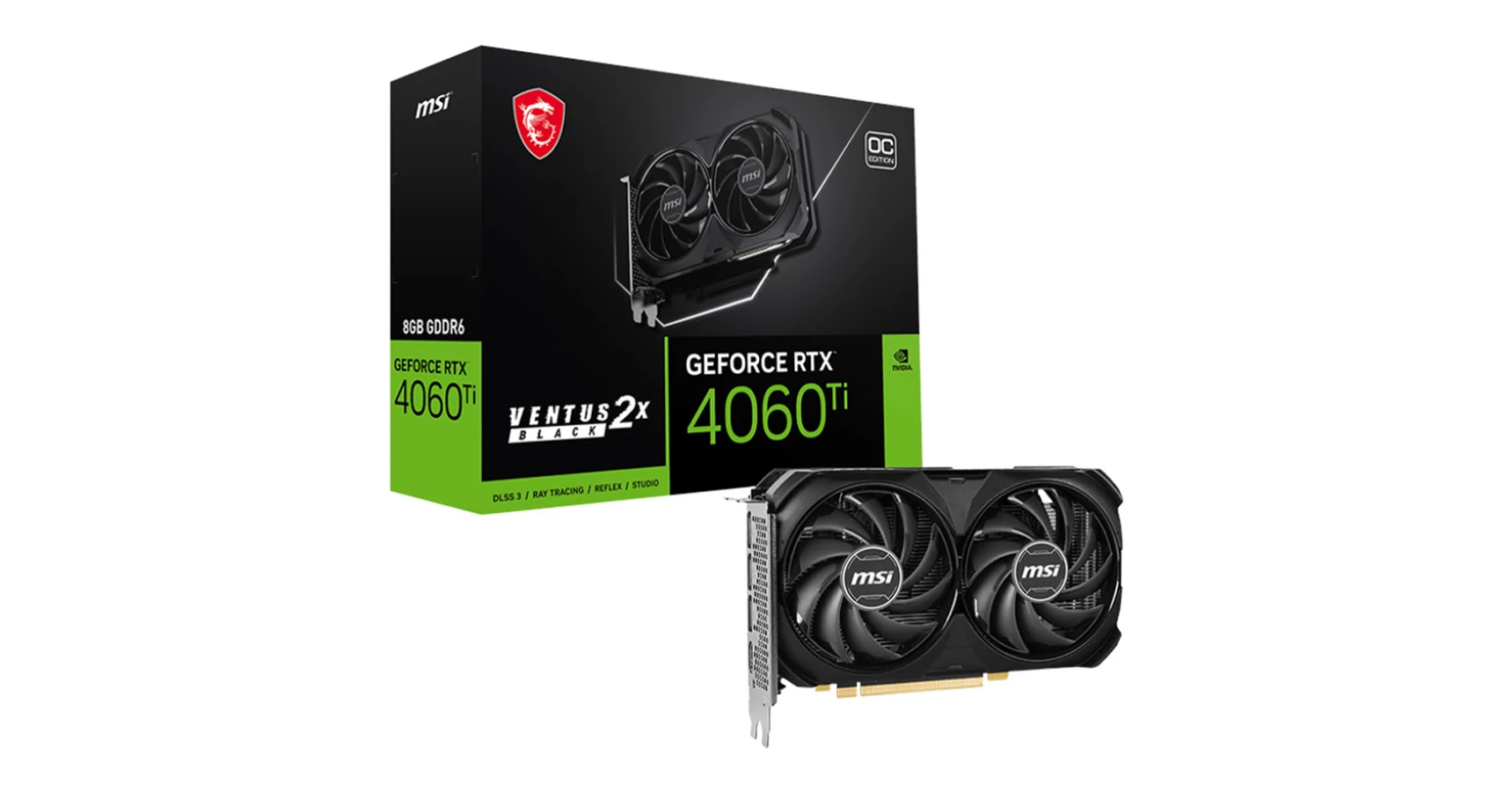 MSI GeForce RTX 4060 Ti Ventus 2X BLACK 8G OC (912-V515-044) Videokártya
