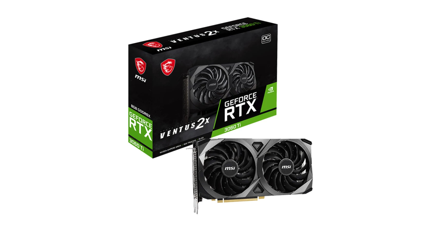 MSI GeForce RTX 3060 Ti VENTUS 2X 8GD6X OC (3060TIVENTUS2X8G6XO) Videokártya