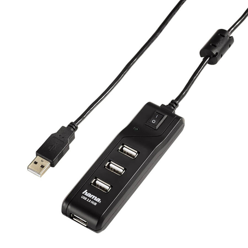 Hama (54590) USB 2.0 HUB 4 portos kapcsolós Fekete