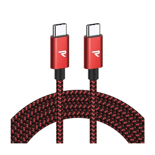 Rampow RAD09 USB-C - USB-C fonott Adatkábel 2m 60W Piros-Fekete