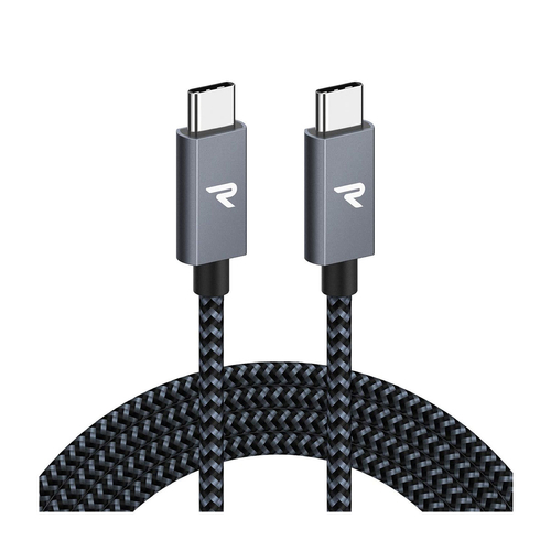 Rampow RAD14 USB-C - USB-C fonott Adatkábel 1m 60W Szürke-Fekete
