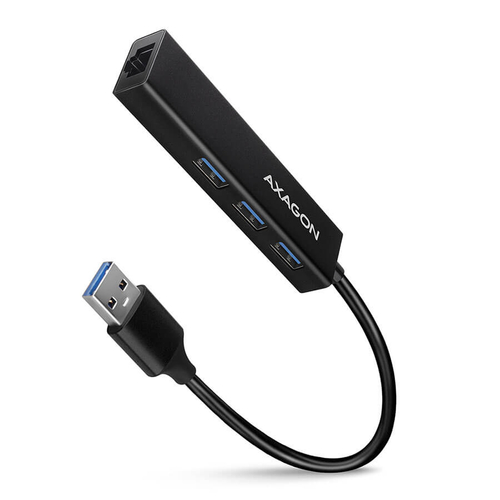 Axagon (HMA-GL3A) USB 3.2 HUB Gigabit LAN porttal Fekete