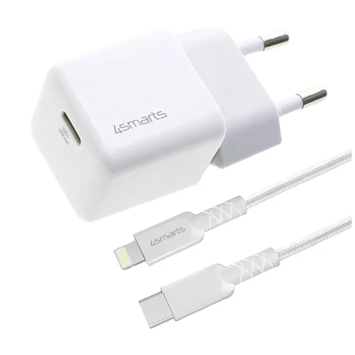 4Smarts VoltPlug Mini PD Type-C 30W+ Type-C - Lightning kábel 1,5m, Fehér