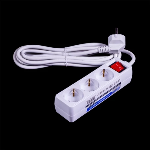 IRIS Electric IEPS-3W-1,5M-K Hosszabbító 3 aljzattal, kapcsoló 1,5m fehér