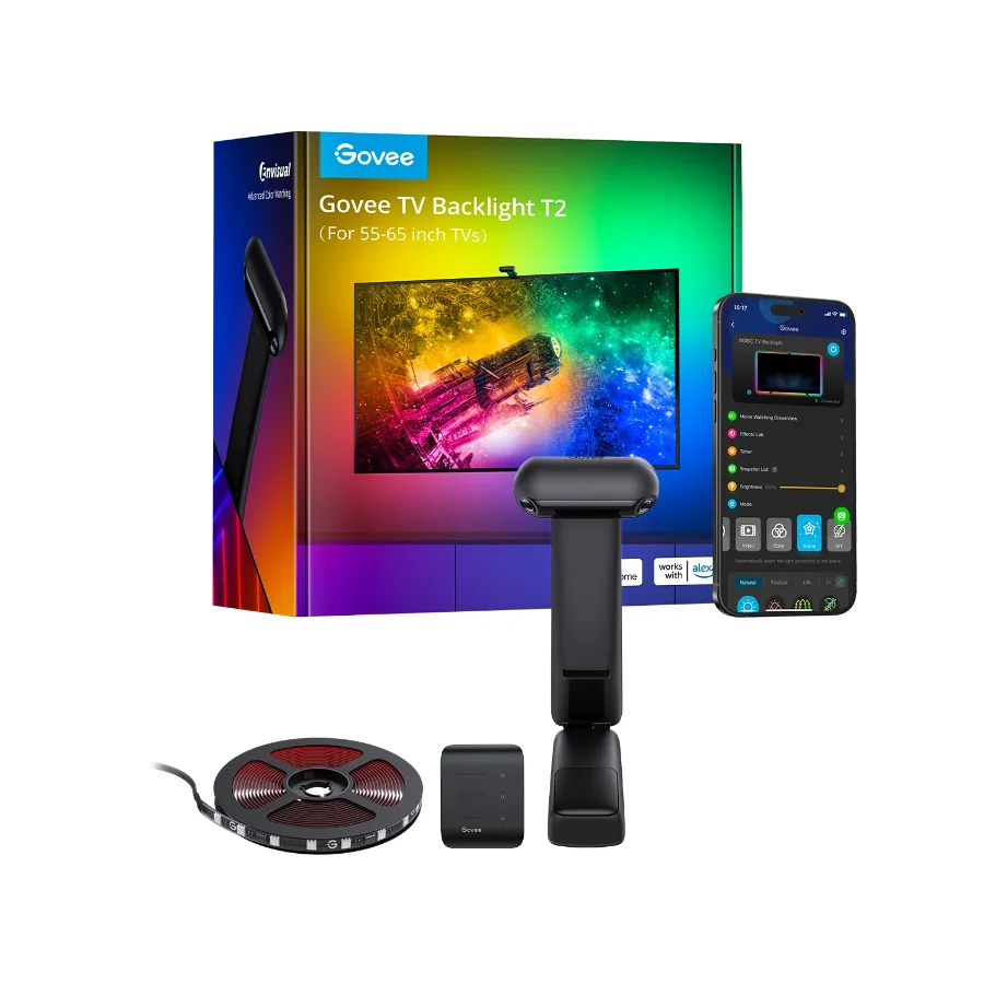 Govee Envisual TV Háttérvilágítás T2 kettős kamerával 55”- 65” Tv-hez