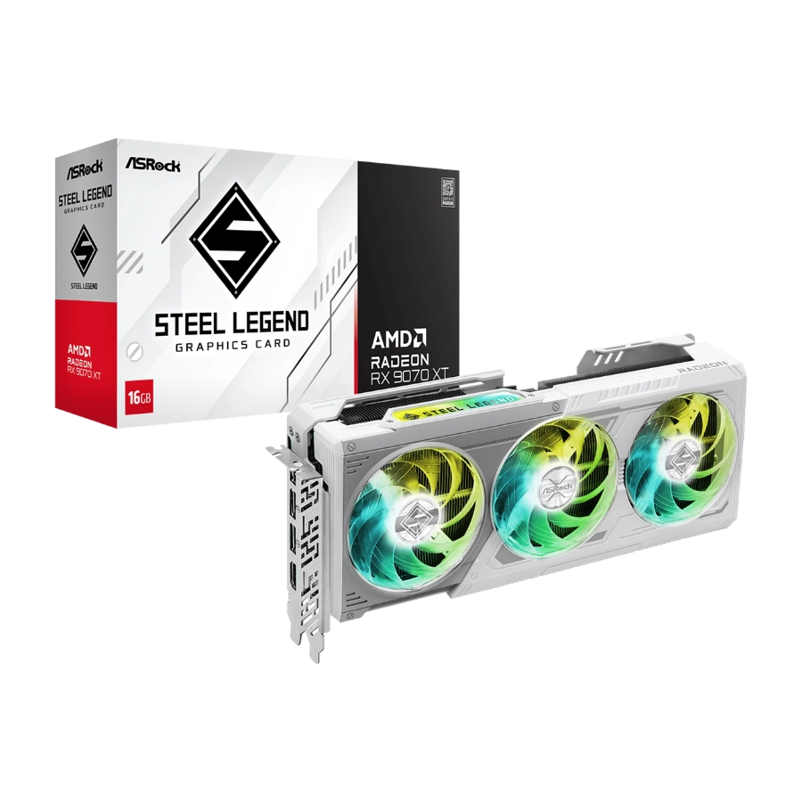 ASRock AMD Radeon RX 9070 XT Steel Legend 16GB GDDR7 Videokártya     