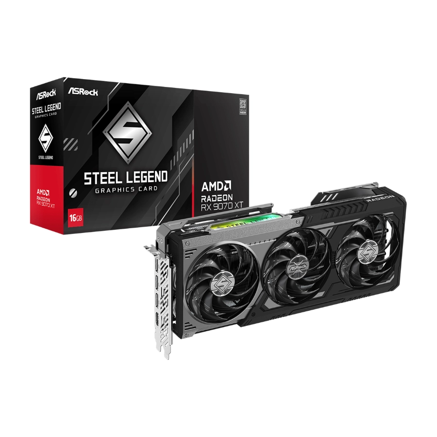 ASRock AMD Radeon RX 9070 XT Steel Legend Dark 16GB GDDR6 Videokártya