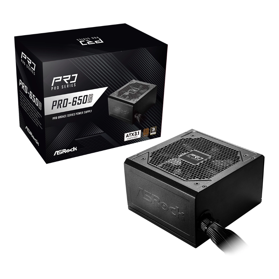 ASRock PRO-650B 650W 80 PLUS BRONZE tápegység